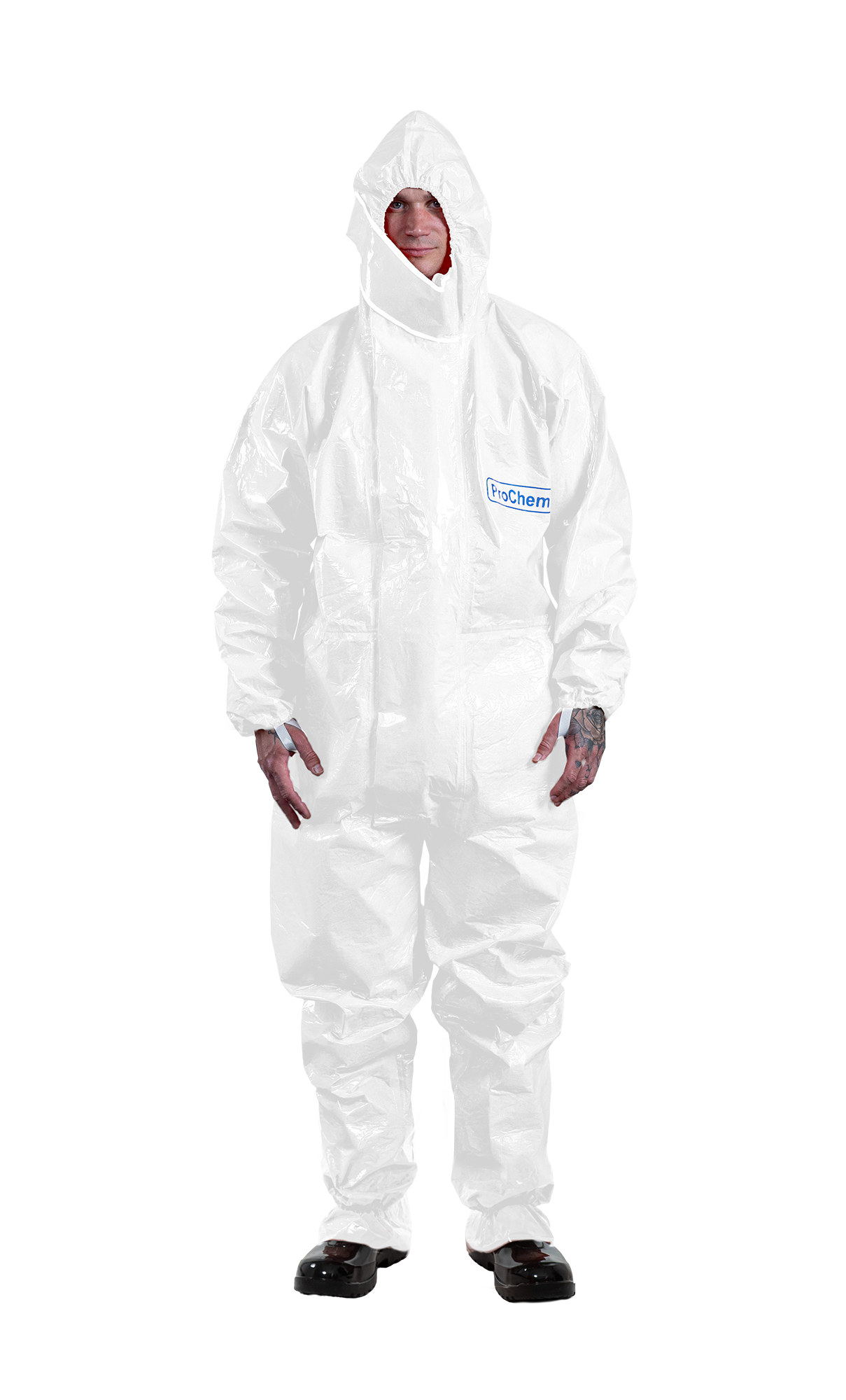 3S - ProChem I CLF A B - CLF-Schutzanzug Typ 3 mit Stiefelsocke und Tropfrand (weiß, XL)