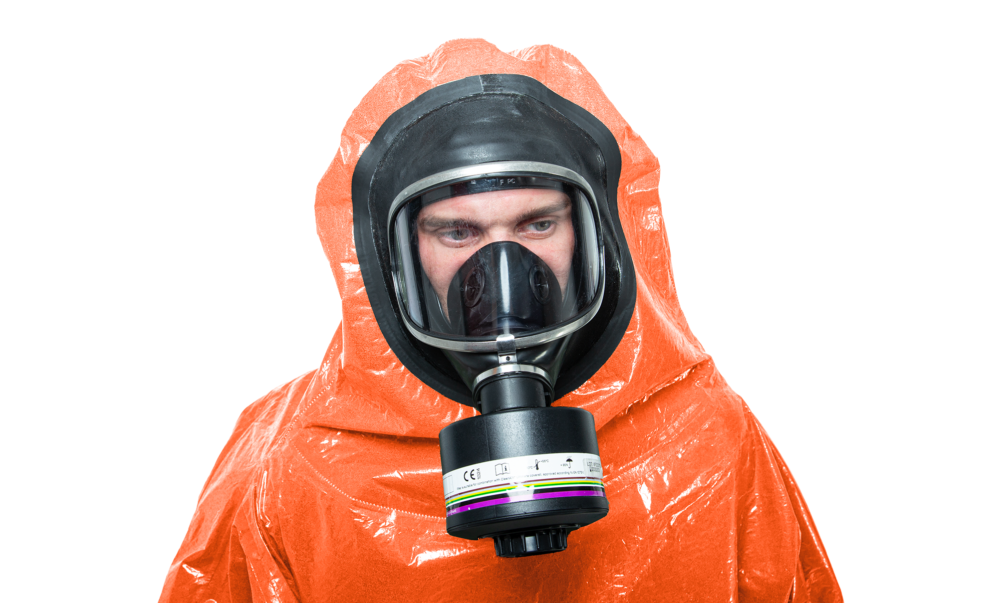 3S - ProChem II CLF A B D F02 - Chemikalienschutzanzug Typ 3 mit Armmanschette und Laminathandschuhen (11, orange, XXL)