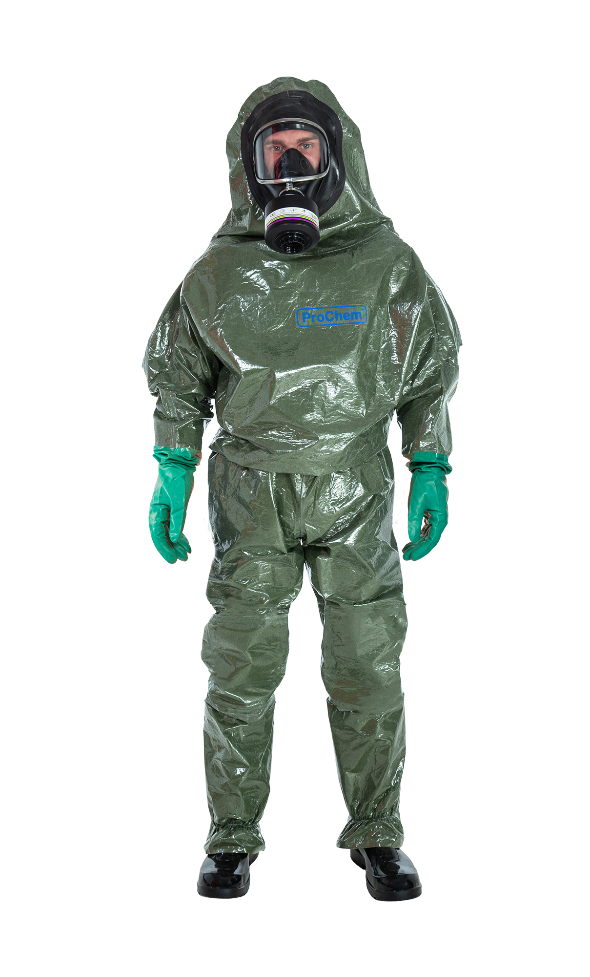 3S - ProChem II CLF A B F01 - Chemikalienschutzanzug Typ 3 mit KCL Camatril Nitrilhandschuhe (11, oliv, XXL)