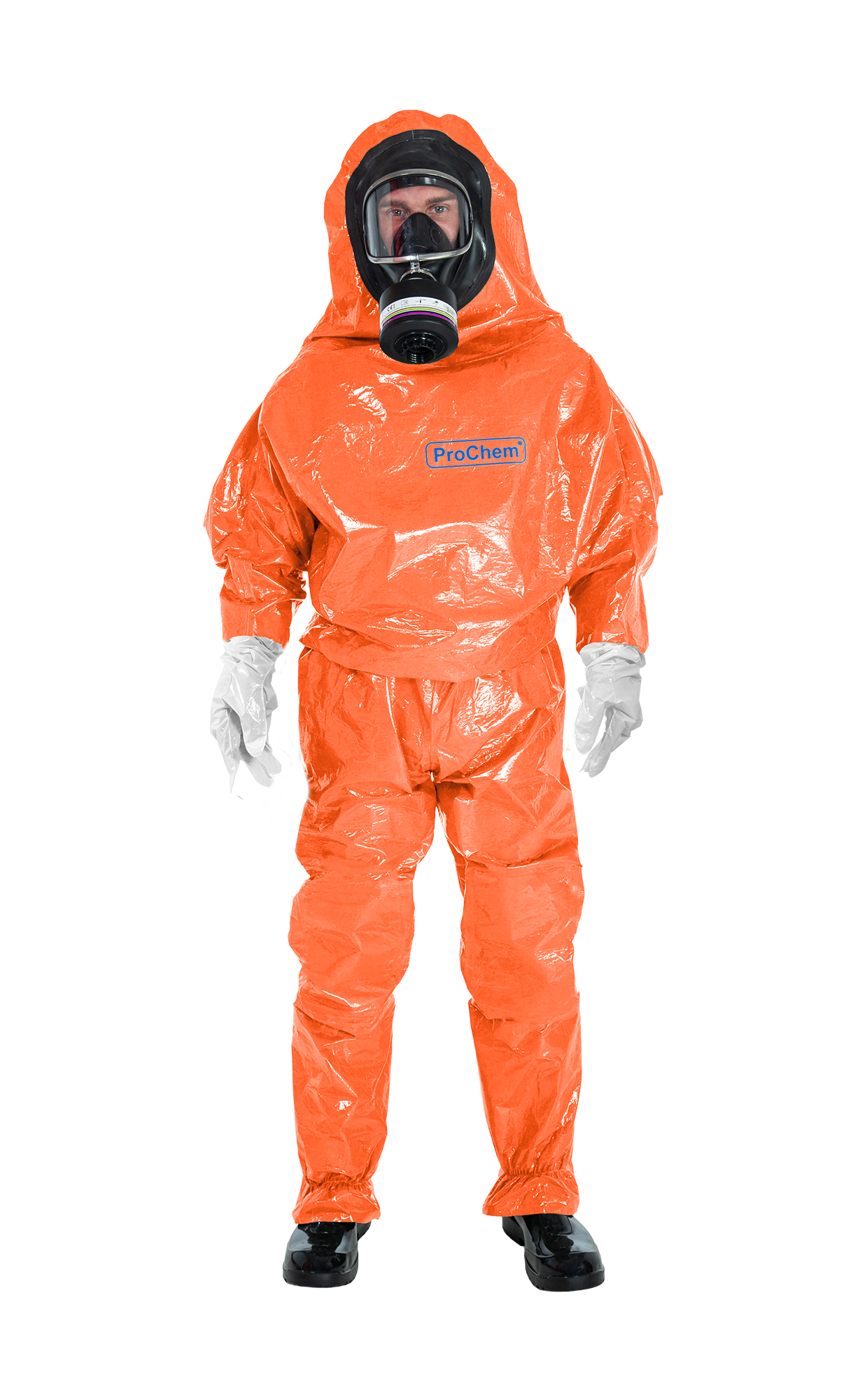 3S - ProChem II CLF A B F02 - Chemikalienschutzanzug Typ 3 mit Ansell Barrier Laminathandschuhe (09, orange, XL)