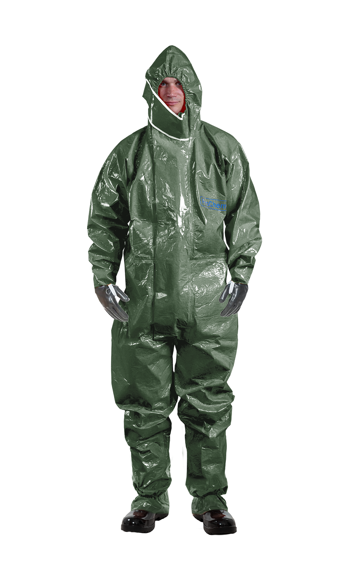 3S - ProChem I CLF A B F06 - CLF-Schutzanzug Typ 3 mit KCL Camapren Neoprenhandschuhen (08, oliv, M)