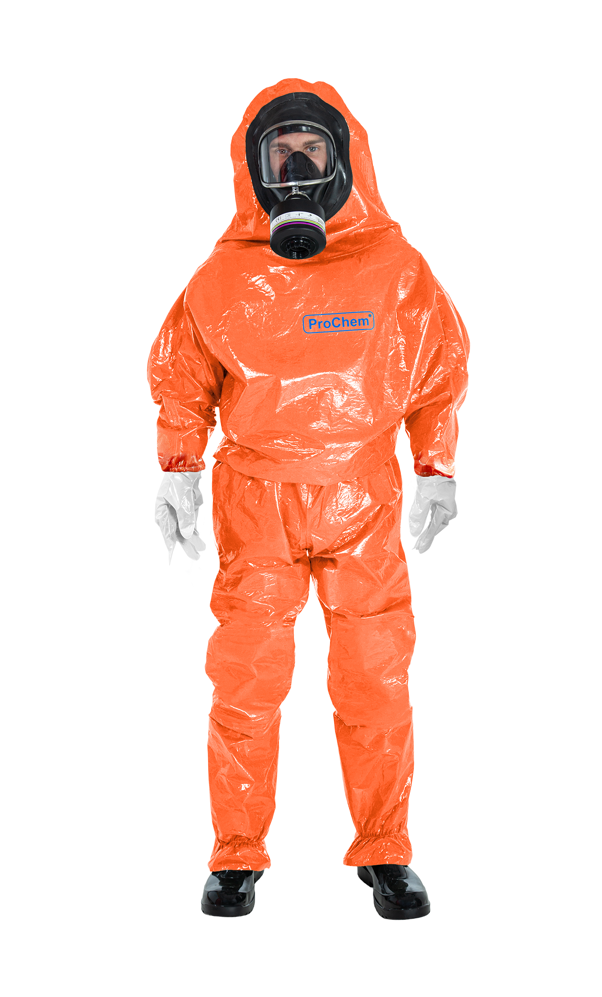 3S - ProChem II CLF A B D F02 - Chemikalienschutzanzug Typ 3 mit Armmanschette und Laminathandschuhen (11, orange, XXL)