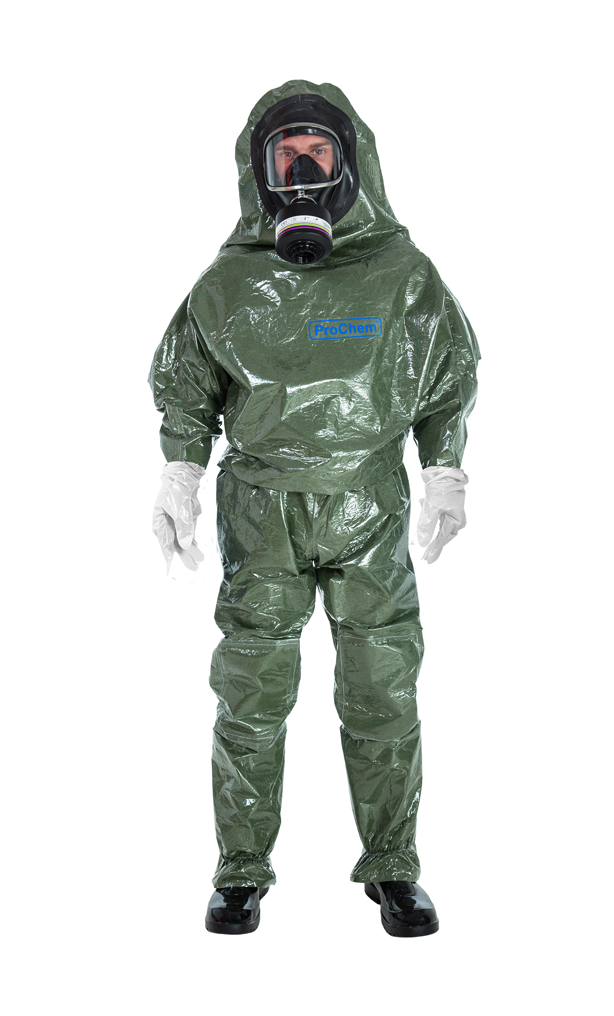 3S - ProChem II CLF A B C F02 - verstärkter Chemikalienschutzanzug Typ 3 mit Ansell Barrier Laminathandschuhe (10, oliv, XL)
