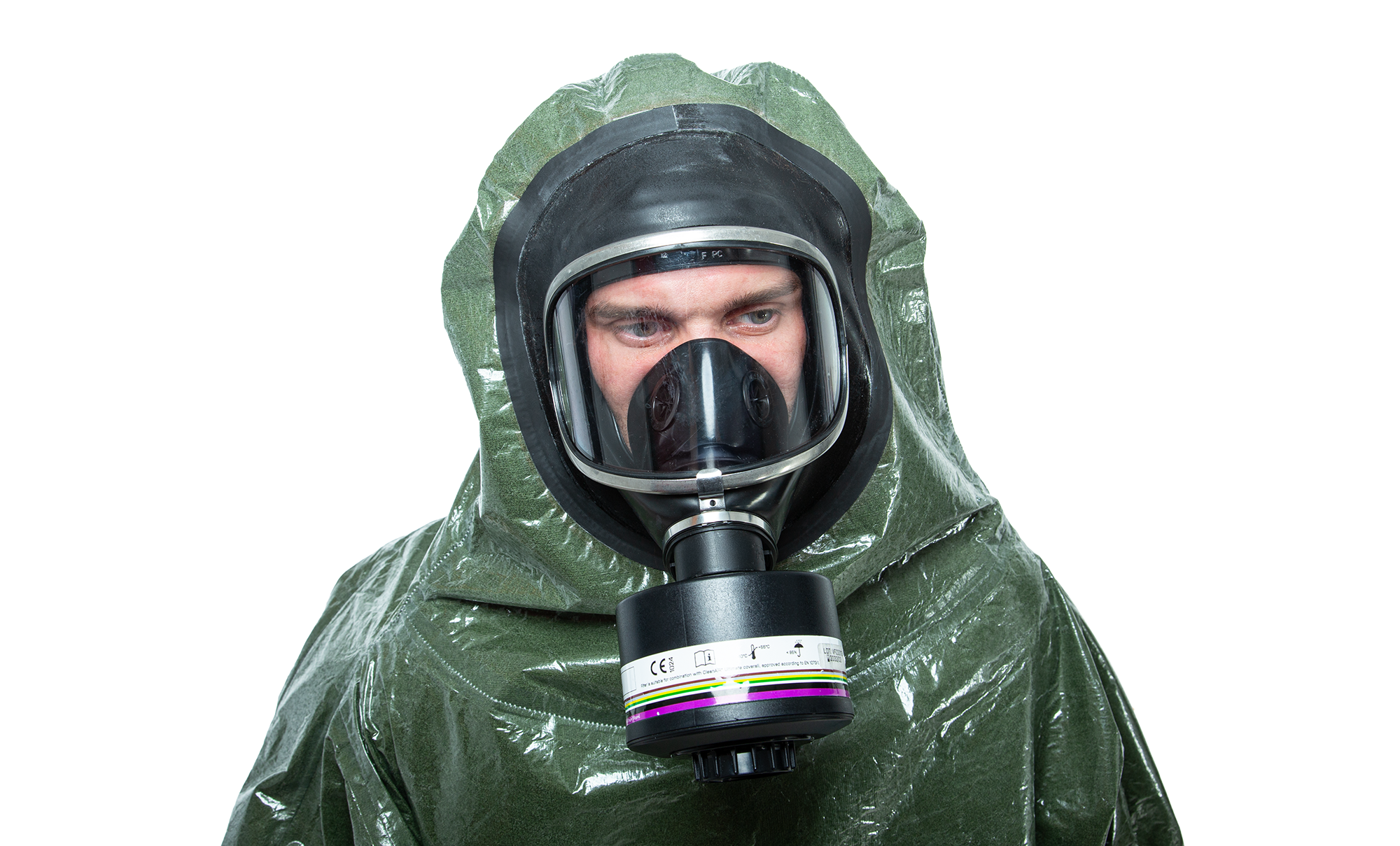 3S - ProChem II CLF A B D F02 - Chemikalienschutzanzug Typ 3 mit Armmanschette und Laminathandschuhen (11, oliv, XXL)