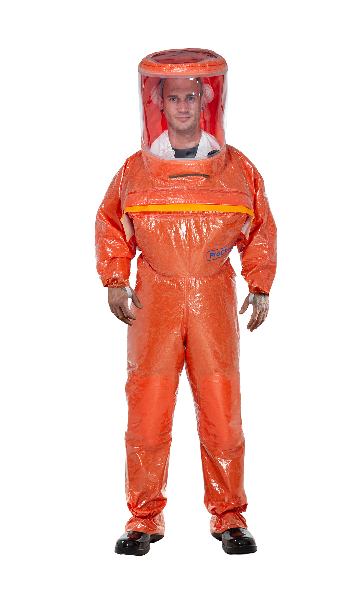 3S - ProChem III CLF A B D L1 - Spritzschutzanzug Typ 3 mit Visier und Armmanschette (orange, L)