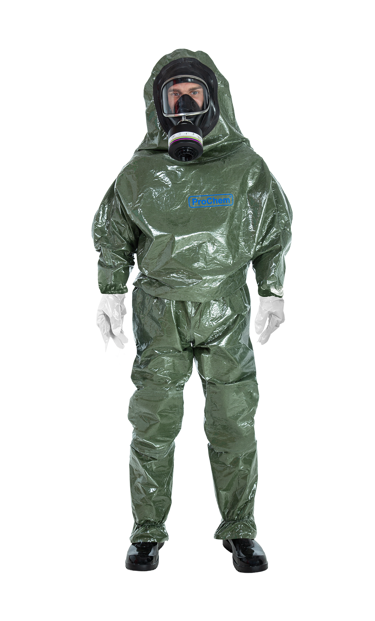 3S - ProChem II CLF A B D F02 - Chemikalienschutzanzug Typ 3 mit Armmanschette und Laminathandschuhen (11, oliv, XXL)