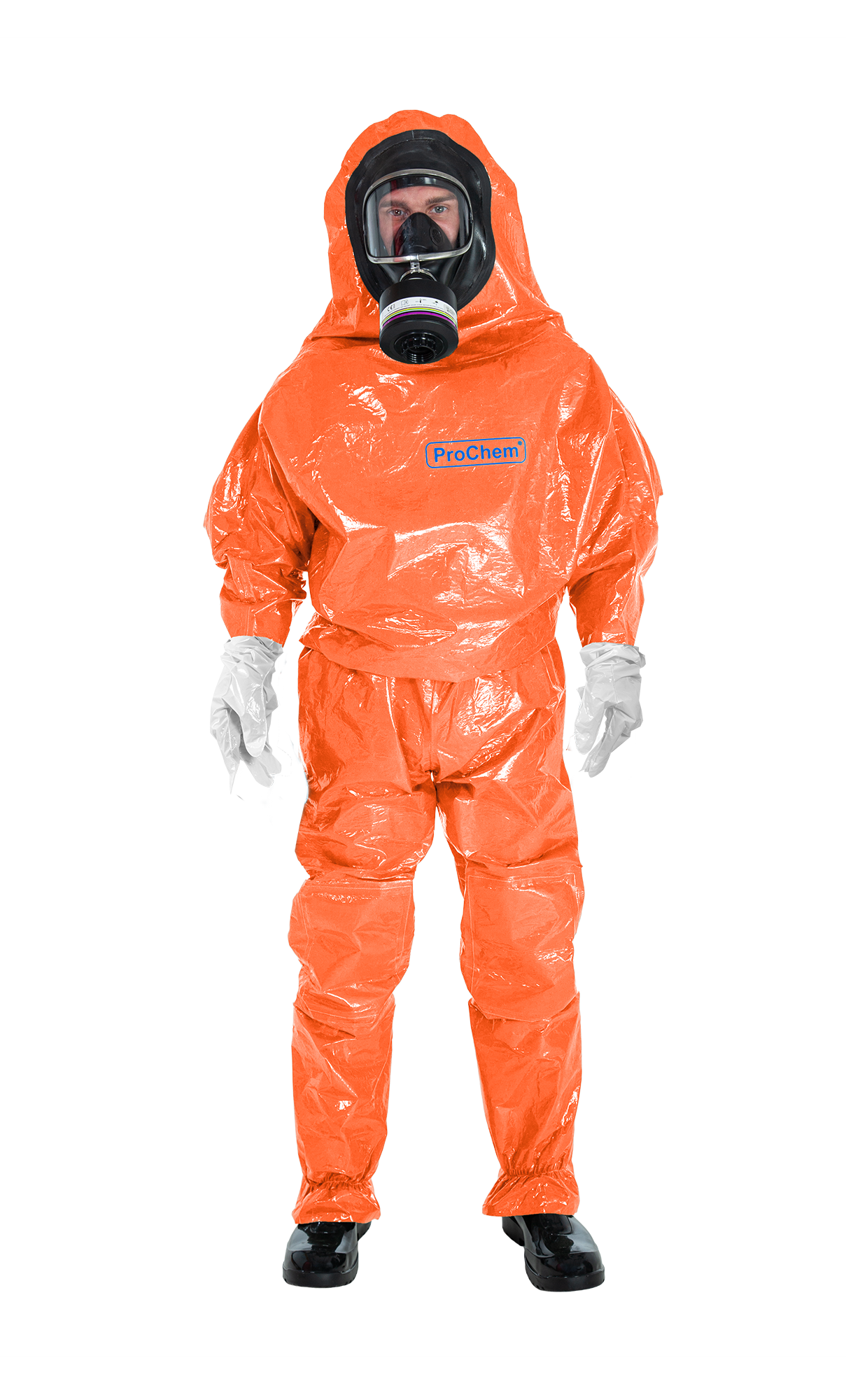 3S - ProChem II CLF A B C F02 - verstärkter Chemikalienschutzanzug Typ 3 mit Ansell Barrier Laminathandschuhe (10, orange, XXL)