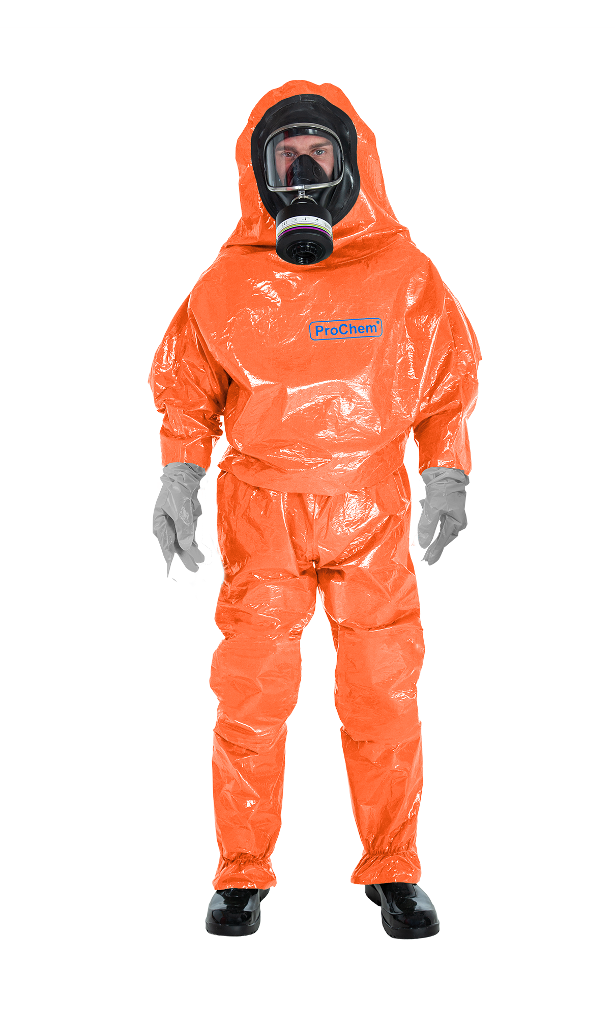 3S - ProChem II CLF A B F03 - Chemikalienschutzanzug Typ 3 mit RESPIREX Kemblok Handschuhen (10, orange, L)